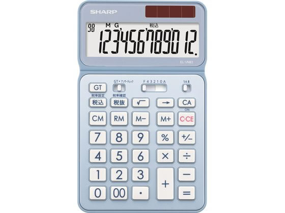 シャープ デザイン電卓 ナイスサイズ 12桁 クリアブルー EL-VN83-AX シャープ デザイン電卓 ナイスサイズ 12桁 クリアブルー EL-VN83-AX