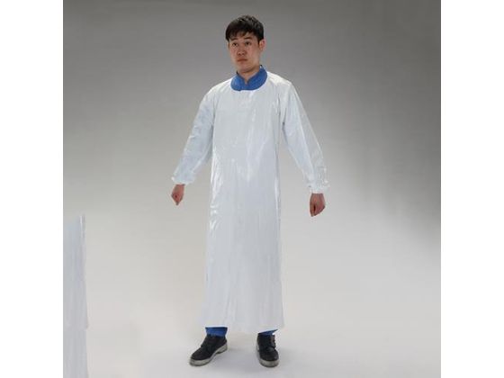 エスコ エプロン 腕付 白 90×140cm EA355AS-21