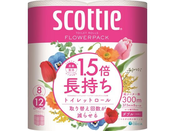 クレシア スコッティ フラワーパック 1.5倍長持ち ダブル 37.5m 8ロール