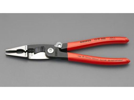 エスコ 電工ペンチ バネ付 200mm EA537PE-22