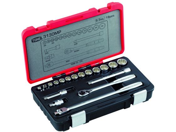 TONE ソケットレンチセット 差込角9.5mm 18点セット 3130MP TONE ソケットレンチセット 差込角9.5mm 18点セット 3130MP