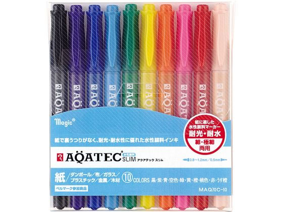 寺西化学工業 アクアテックスリム 細・極細書き両用 10色セット