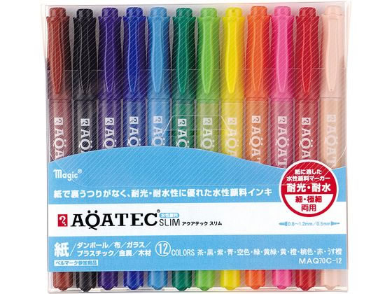 寺西化学工業 アクアテックスリム 細・極細書き両用 12色セット
