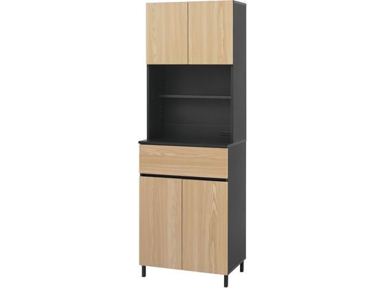 アイリスオーヤマ キッチンキャビネット ハイタイプ ナチュラル ブラック KCB-590H