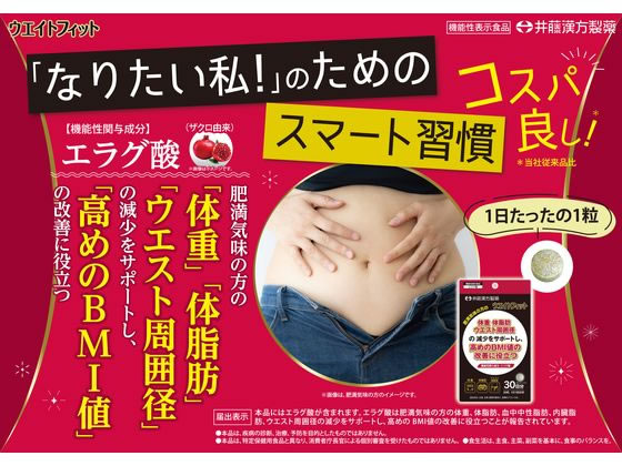 井藤漢方製薬 ウエイトフィット30日 30粒 機能性表示食品が1,086円