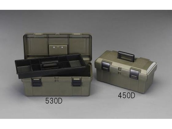 エスコ 工具箱 中皿付 OD色 530×253×220mm EA505K-530D