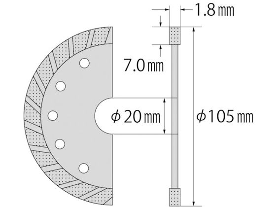 エビ ダイヤモンドカッター 瓦用カッター 硬質対応 (乾式) 105mm KW105