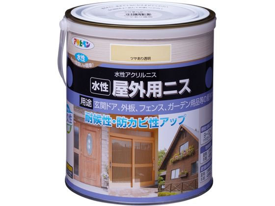 アサヒペン 水性屋外用ニス 1.6L ツヤあり透明