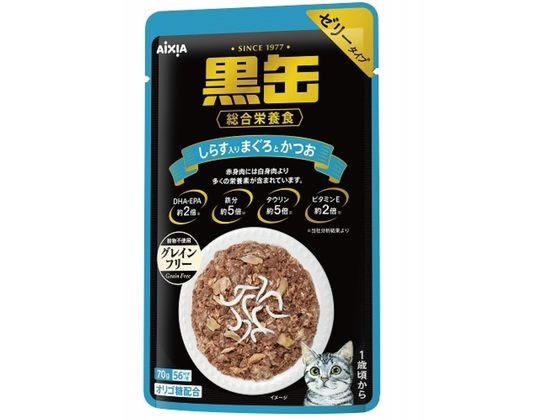 アイシア 黒缶パウチ しらす入りまぐろとかつお 70g アイシア 黒缶パウチ しらす入りまぐろとかつお 70g