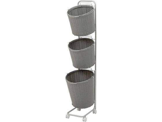 萩原 ランドリーラック 3個タイプ 幅36.5cm グレー 萩原 ランドリーラック 3個タイプ 幅36.5cm グレー
