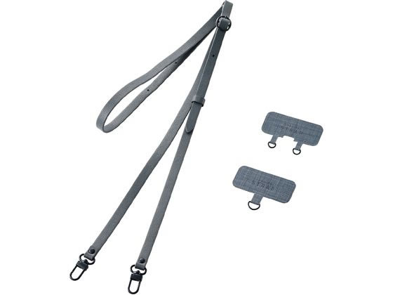 エレコム ショルダーストラップ レザータイプ ダークグレー P-STSDH2PLDG エレコム ショルダーストラップ レザータイプ ダークグレー P-STSDH2PLDG