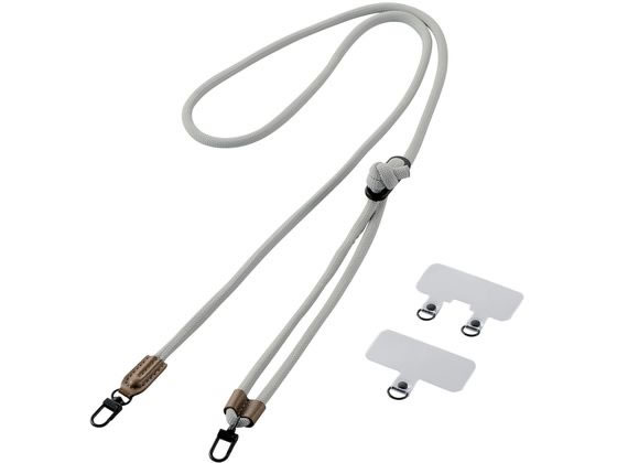 エレコム ショルダーストラップ 丸紐6mm ライトグレー P-STSDH2R06GYL エレコム ショルダーストラップ 丸紐6mm ライトグレー P-STSDH2R06GYL