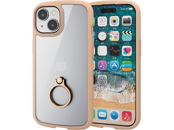 エレコム iPhone15 TOUGH SLIM LITE フレームカラー リング付 カフェオレ エレコム iPhone15 TOUGH SLIM LITE フレームカラー リング付 カフェオレ