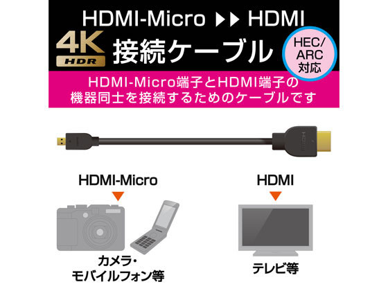 エレコム イーサネット対応HDMI-Microケーブル 2m DH-HD14EU20BK