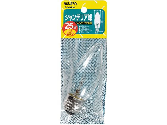 朝日電器 シャンデリア球 E26 25W G-60NH(C)