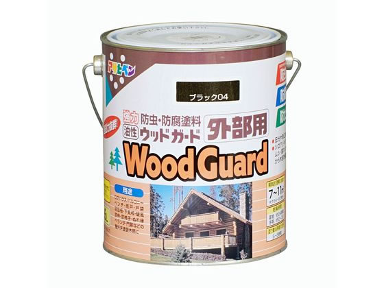 ●内容量：１．６Ｌ●カラー：ブラック ０４●重量：１６００ｇ●標準塗り回数：２回塗り●光沢：ツヤ消し●塗膜の仕上がり：半透明●塗料タイプ：アルキド樹脂塗料●乾燥時間：【吸い込みが大きい木部】 夏期 ４