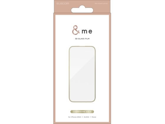 エレコム iPhone16 ガラスフィルム フレーム ゴールド PM-A24AFLGFGD エレコム iPhone16 ガラスフィルム フレーム ゴールド PM-A24AFLGFGD