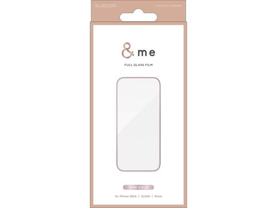 エレコム iPhone16Pro ガラスフィルム フレーム 金 PM-A24CFLGGRPNM