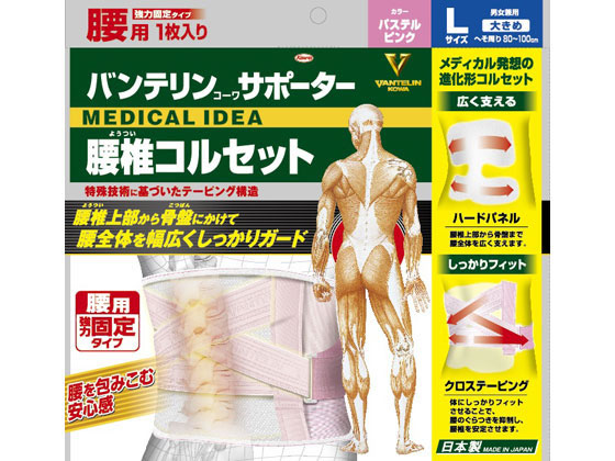 興和 バンテリンコーワサポーター 腰椎コルセット 大きめL パステルピンク 興和 バンテリンコーワサポーター 腰椎コルセット 大きめL パステルピンク
