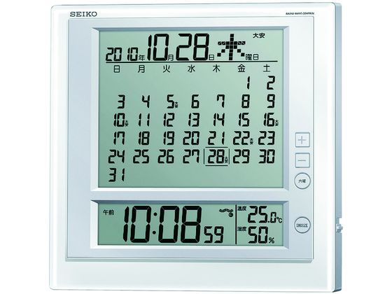SEIKO マンスリーカレンダー機能付 電波掛置兼用時計 白 SQ422W