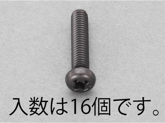 エスコ ナベ頭小ねじ ステンレス 黒色 16本 M4×15mm