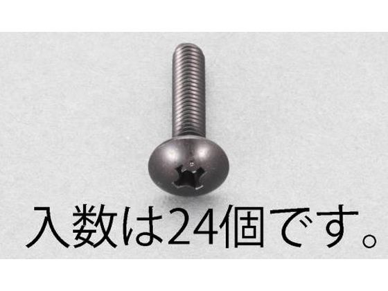 エスコ トラス頭小ねじ ステンレス製 黒色 24本 M3×10mm