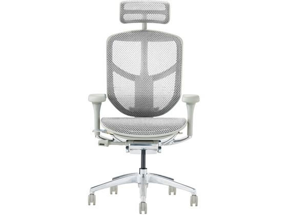 ●カラー：ホワイト、フレームカラー：グレー●製品名称：ＥＮＪＯＹ２ Ｈｉｇｈ Ｔｙｐｅサイズ：Ｗ６８０×Ｄ６４５×Ｈ１１３５−１３６５ｍｍ肘の高さ：５９５−７８５ｍｍ座面の高さ：４５０−５３５ｍｍ重量