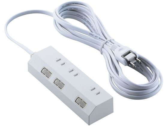 エレコム 電源タップ 5m 3個口 個別スイッチ ホワイト T-IS01-2350WH エレコム 電源タップ 5m 3個口 個別スイッチ ホワイト T-IS01-2350WH