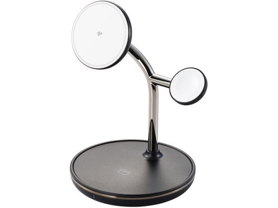 エレコム ワイヤレス充電器 Qi2 対応 3in1 ブラック W-MS08BK エレコム ワイヤレス充電器 Qi2 対応 3in1 ブラック W-MS08BK