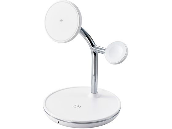 エレコム ワイヤレス充電器 Qi2 対応 3in1 ホワイト W-MS08WH エレコム ワイヤレス充電器 Qi2 対応 3in1 ホワイト W-MS08WH