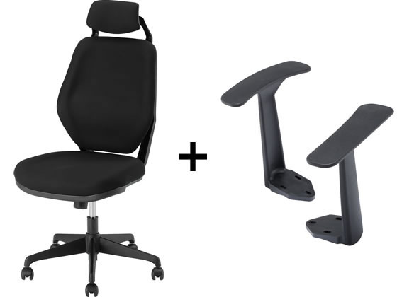 イノウエ オフィスチェア ヘッドレスト付 固定T型肘 ブラック LUX-39H イノウエ オフィスチェア ヘッドレスト付 固定T型肘 ブラック LUX-39H