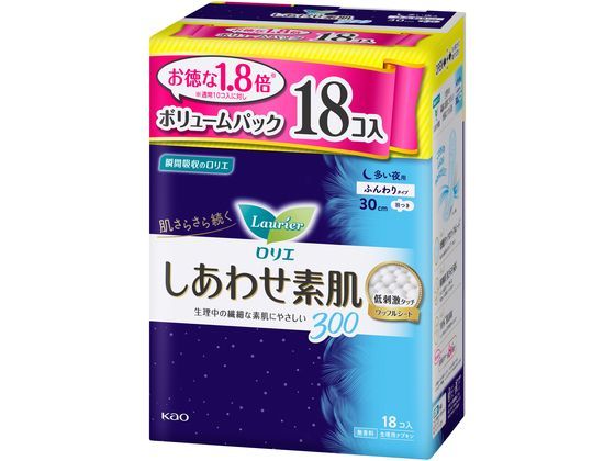 KAO ロリエ しあわせ素肌 多い 夜用羽つき 18個