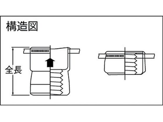 ＴＲＵＳＣＯ　インサートナット　Ｍ６Ｘ１．０　下穴９．６　１００個入箱　（スチールＳＵＭ２３Ｌ）