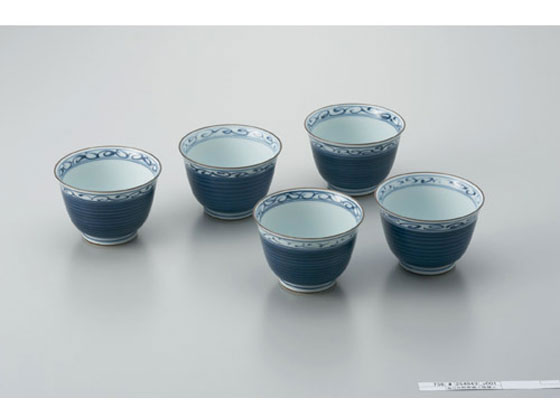 いちがま 反り方煎茶碗 桔梗 5客セット