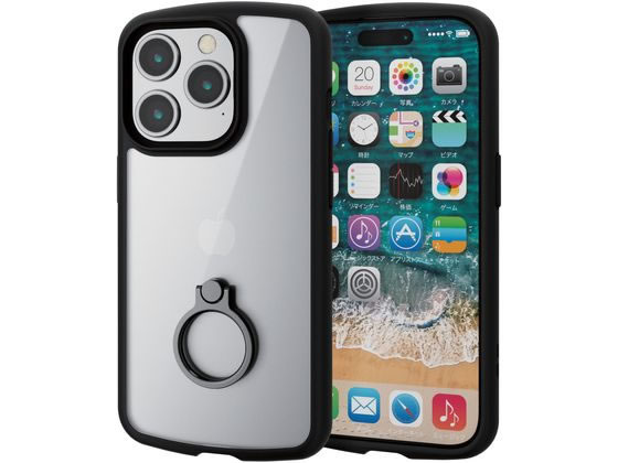 エレコム iPhone15Pro ケース TOUGH SLIM LITE リング付 ブラック エレコム iPhone15Pro ケース TOUGH SLIM LITE リング付 ブラック