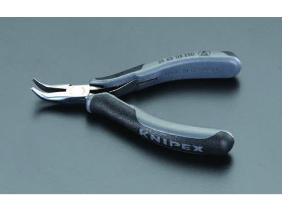 エスコ 精密用プライヤー ESD 半丸 ベンド 115mm EA537KS-4
