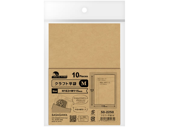ササガワ オリジナルワークス クラフト平袋 M 10枚入 50-2250