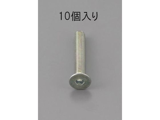 エスコ 六角穴付皿頭ボルト 三価クロメート 10本 M6×8mm