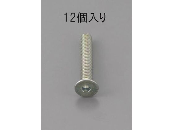 エスコ 六角穴付皿頭ボルト 三価クロメート 12本 M6×16mm