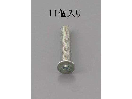 エスコ 六角穴付皿頭ボルト 三価クロメート 11本 M6×20mm