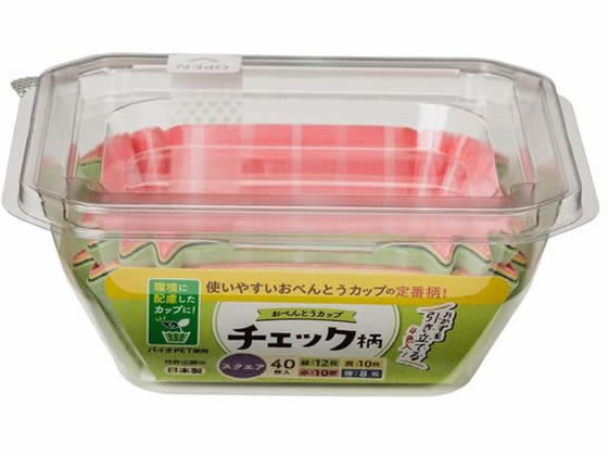 東洋アルミエコー おべんとうカップ チェック柄 スクエア 4色 40枚入