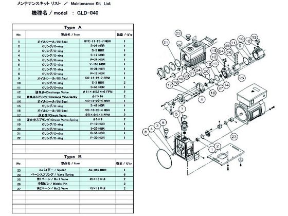 ULVAC GLD-040用メンテナンスキットB GLD-040 MAINTENANCEKIT B