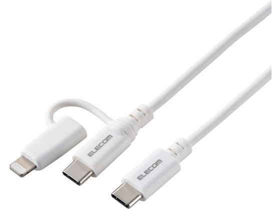 エレコム 2in1ケーブル USB-C+ライトニング 2.0m 白 MPA-CCLAD20WH エレコム 2in1ケーブル USB-C+ライトニング 2.0m 白 MPA-CCLAD20WH