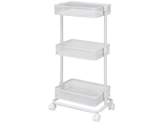 萩原 トロリーワゴン ホワイト 幅38cm KR-3365WH