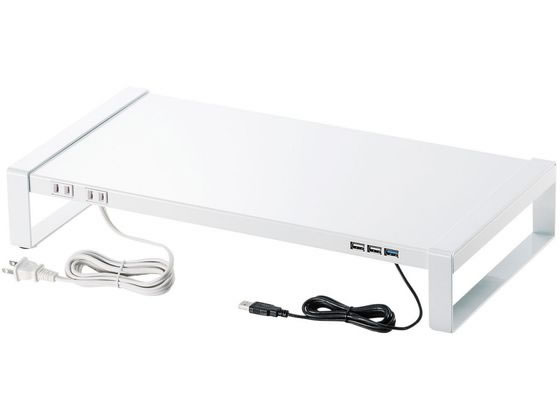 サンワサプライ 電源タップ+USBハブ付き机上ラック MR-LC204WN サンワサプライ 電源タップ+USBハブ付き机上ラック MR-LC204WN