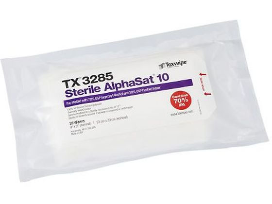 テックスワイプ(Texwipe) 滅菌プリウェットワイパー AlphaSat 10 20枚入 TX3285 4-1886-01