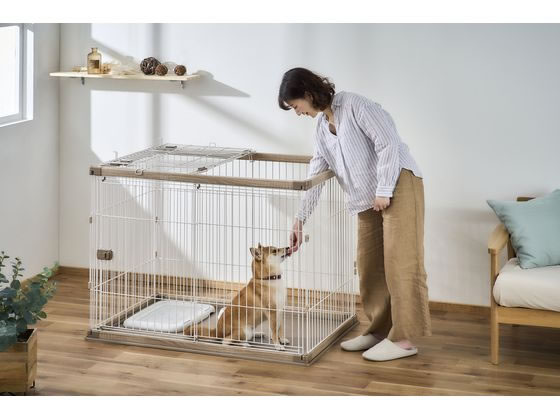 ペット用ウッディサークル ナチュラル 幅120×奥行80×高さ71cm ウッディ