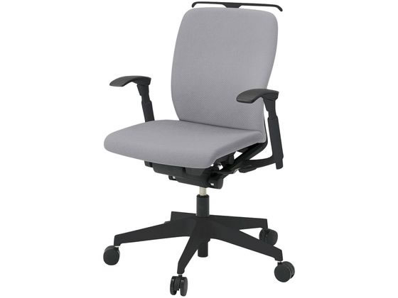 ●品番：ＫＦ４４７ＰＶＨＭＴ１Ｗ６●カラー：ベース（本体・肘・ハンガー・脚）／ブラック、張地／ライトグレー●外寸法：幅６４０×奥行５８５×高さ８６０ｍｍ●座面高さ：４２０〜５３５ｍｍ●座面寸法：幅４８