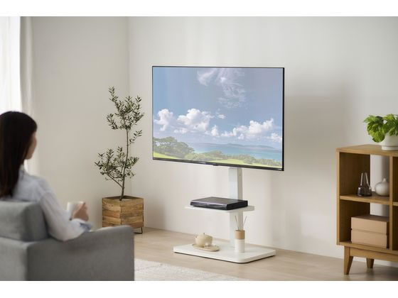 アイリスオーヤマ スタンドテレビ台 32V～55V型対応 ホワイト UTS-640R