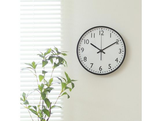 不二貿易 静音式掛時計シンプル 25cm ブラック 37858が1,353円